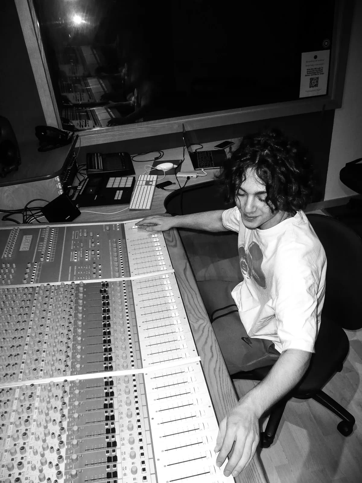Operator at console, B&W